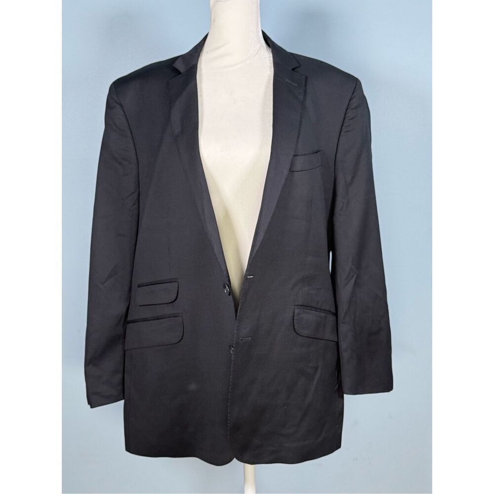 Ben Sherman 100% Wool Suit Jacket Blazer 42 S Navy Blue Pinstripe Business Casua